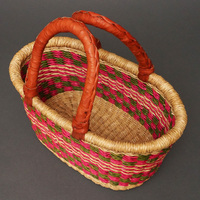 (ブルキナファソ)　楕円マルシェバスケット　(M小さめ)　No.12