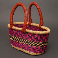 (ブルキナファソ)　楕円マルシェバスケット　(M小さめ)　No.13