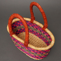 (ブルキナファソ)　楕円マルシェバスケット　(M小さめ)　No.13