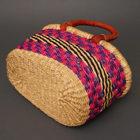 (ブルキナファソ)　楕円マルシェバスケット　(M小さめ)　No.13