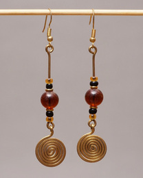 (ケニア)　　真鍮&ビーズ　ピアス　No.600-4