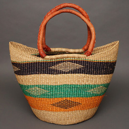 (ブルキナファソ)　猫耳マルシェバスケット　カラー　(L)　No.8