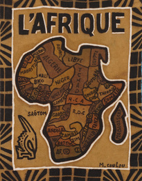 (マリ)　ボゴラン　絵布　アフリカ地図　(S)　No.26