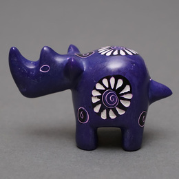 ソープストーン置物　ミニサイさん　パープル系　Sサイズ　※柄アソート