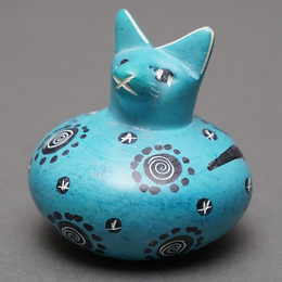 ソープストーン　だるまネコ　Mサイズ　No.2　猫