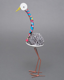 (マリ)　リサイクルバード　ダチョウ　No.3　廃材アート