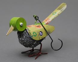 (マリ)　リサイクルバード　小鳥　No.12　廃材アート