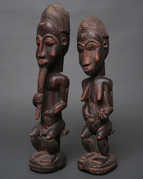 (コートジボワール)　バウレ族　座像　ペア　No.4