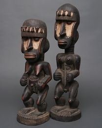 (コートジボワール)　ゲレ族　座像　ペア　No.1