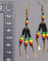 (ケニア)　　真鍮フリンジ&ラスタビーズ　ピアス　No.600-46