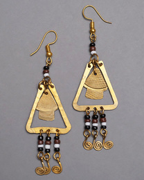 (ケニア)　　真鍮&ビーズ　ピアス　No.600-111