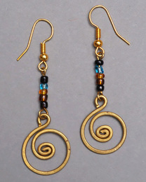 (ケニア)　　真鍮&ビーズ　ピアス　No.600-112