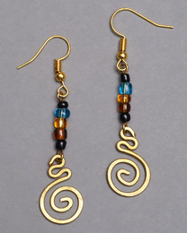 (ケニア)　　真鍮&ビーズ　ピアス　No.600-118