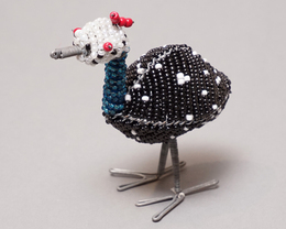 (ケニア)　ワイヤービーズアニマルアート　(ホロホロ鳥)