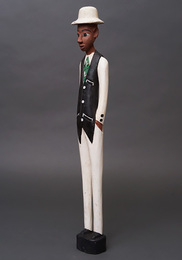 (コートジボワール)　コロン人形　XLサイズ　No.6　ブラックベストの紳士