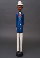 (コートジボワール)　コロン人形　XLサイズ　No.8　ブルースーツの紳士