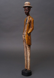 (コートジボワール)　コロン人形　XLサイズ　No.10　黄色いジャケットの紳士